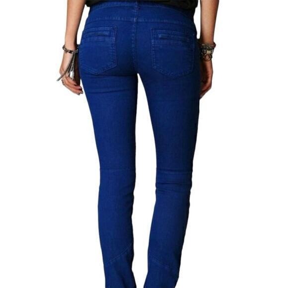Free People Moto Skinny Jeans‎ Electric Blue Size 26 - Picture 7 of 8